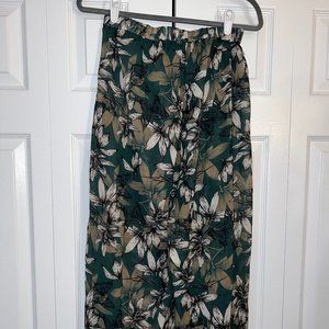 Sheer Dark Green Floral Swimsuit Coverup Pants